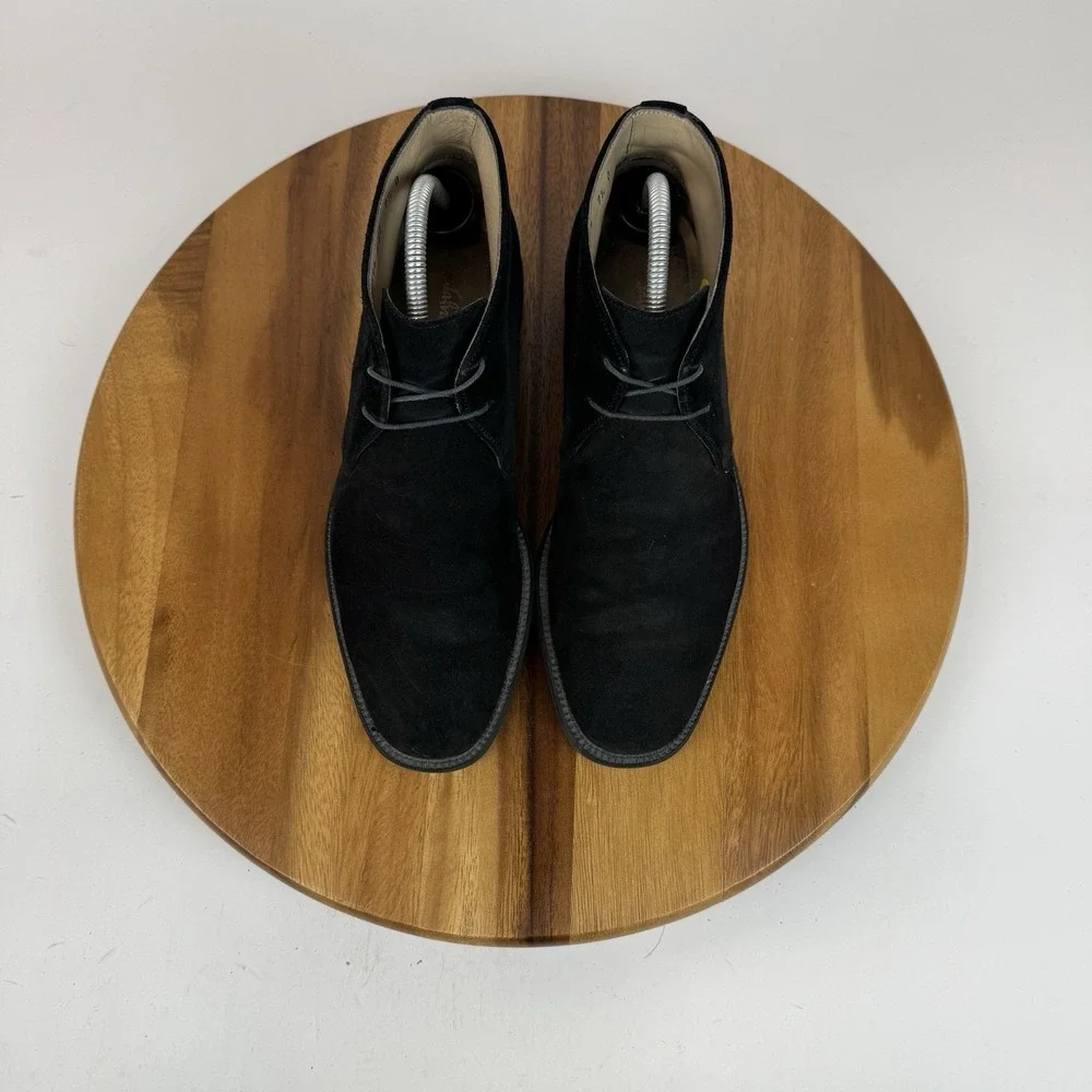 Mens Salvatore Ferragamo Black Suede Dress‎ Shoes Chukka Ankle Boots Size 7.5 D